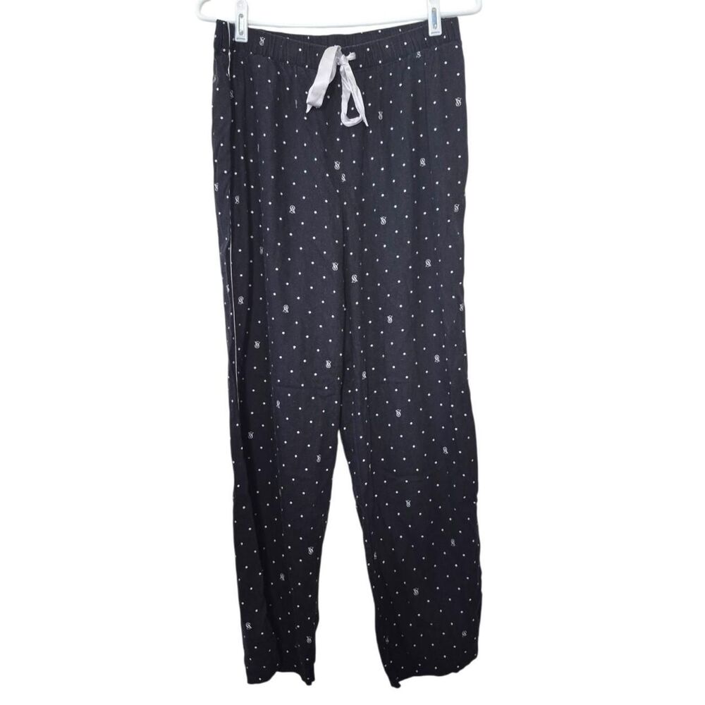 Victoria's Secret Black White Polka Dot Drawstring Pajama Pants Size Medium